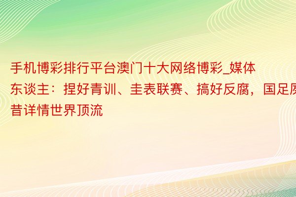 手机博彩排行平台澳门十大网络博彩_媒体东谈主：捏好青训、圭表联赛、搞好反腐，国足夙昔详情世界顶流